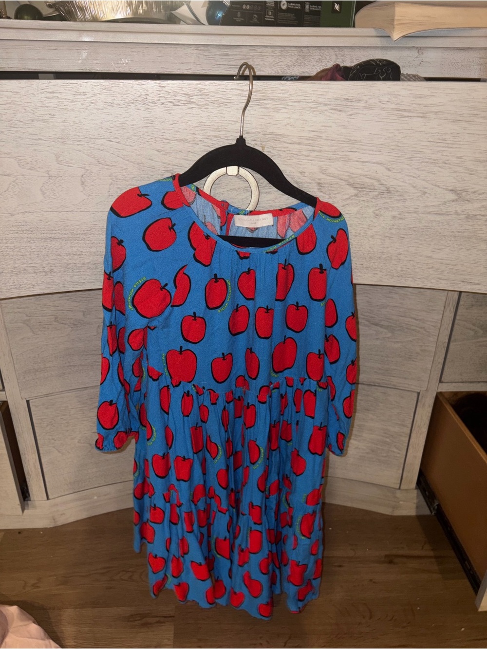 Stella McCartney Blue Dress with Red Apple Print